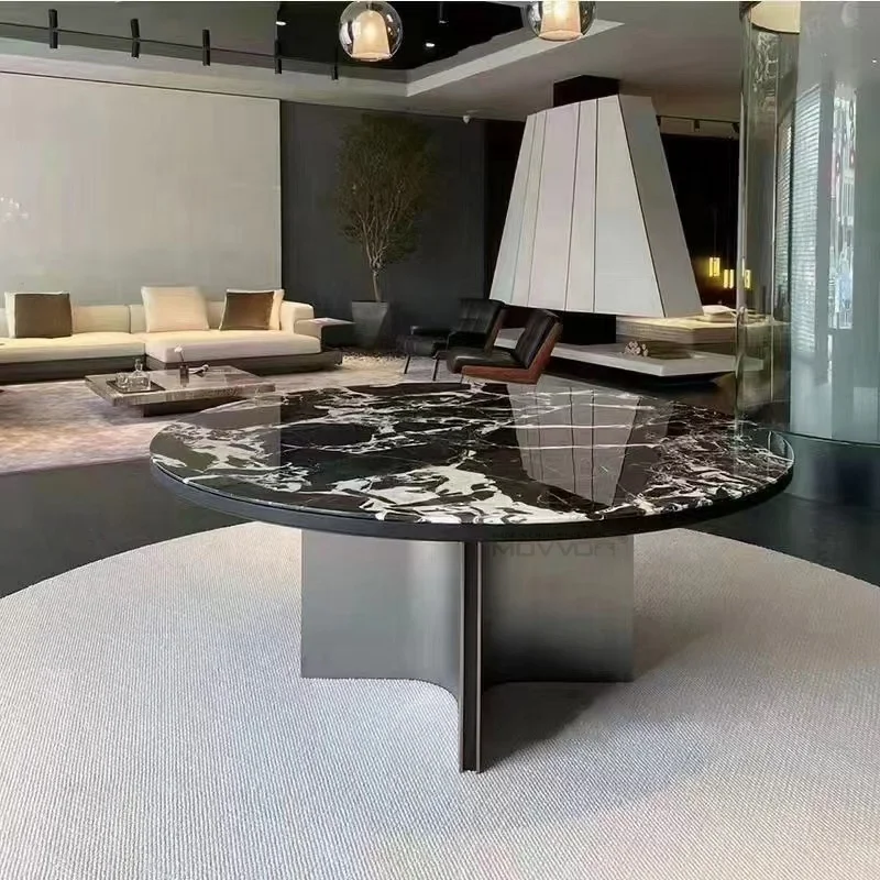 High level Classic Modern Dining Room Furniture white marble ROUND dining table