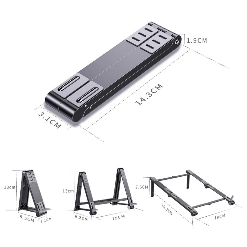 
Factory Wholesale Good Gift Aluminum Alloy Foldable Adjustable Mini Portable Laptop Stand for iPad Macbook Notebook 