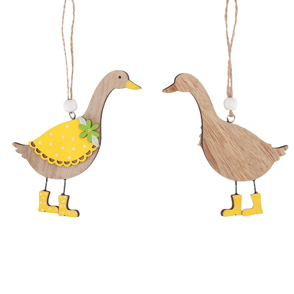 2025 Custom Wooden Green Easter Egg Pendants Yellow Easter Duck Shape Pendant Decoration Spring Gift
