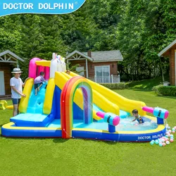 Doctor Dolphin Special Colorful Large Pool Inflatable Bounce House Water Slide Jumping Castle For Kids