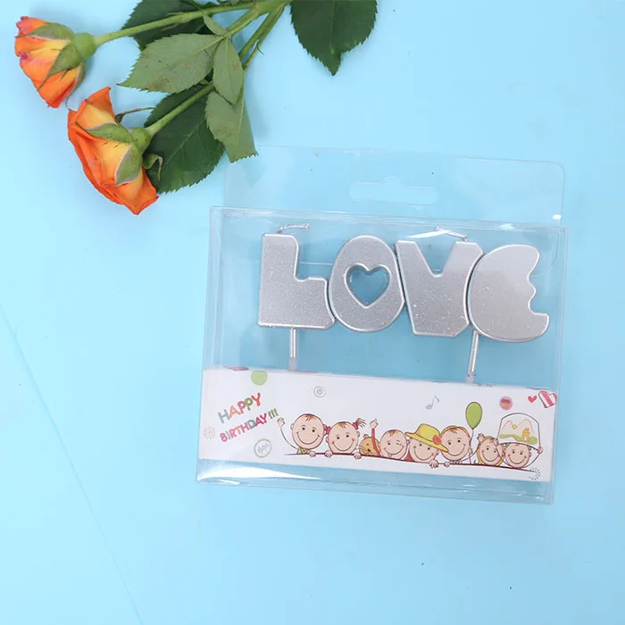 2024 Hot Sale Love Design Candle Gold Paint Electroplated Cake Candles for Christmas New Year Happy Birthday Party Shape