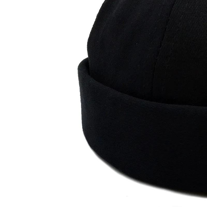 Wholesale Unisex Brimless Baseball Cap Baseball Blank Custom And Adjustable Docker Cap With Vintage Rolled Cuff Brimless Hat