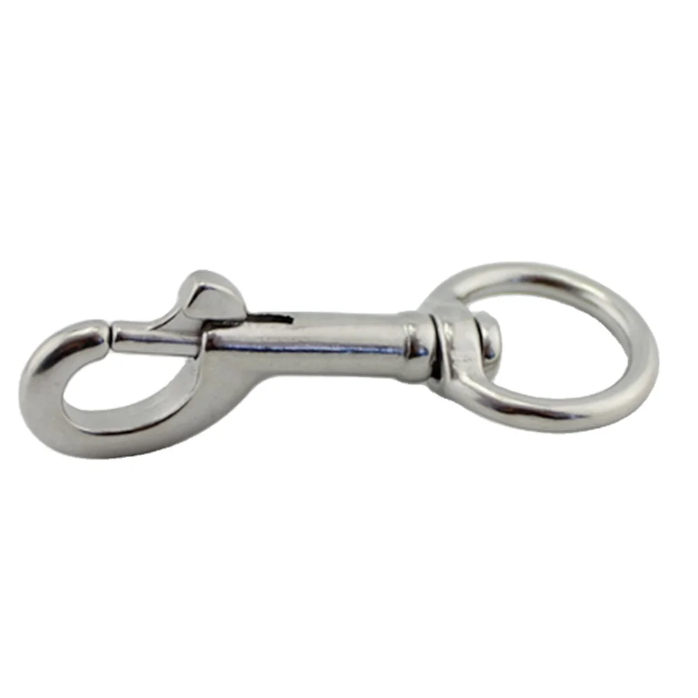 304/316 Stainless Steel Snap Hook Single Swivel Eye Spring Hook with Round Ring Metal Snap Hook
