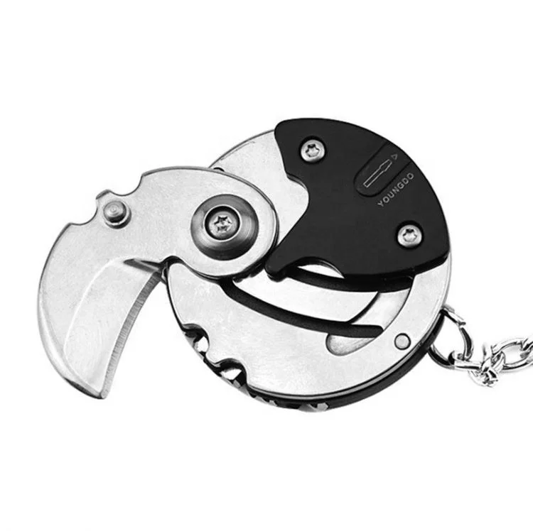 Coin Shape Keychain Pendant Folding Knife EDC Outdoor Multifunctional Screwdriver