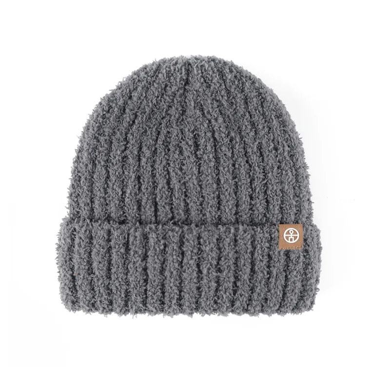 Warm Fleece Lined Thicken plush Knitted Beanie for Kids knit baby hat