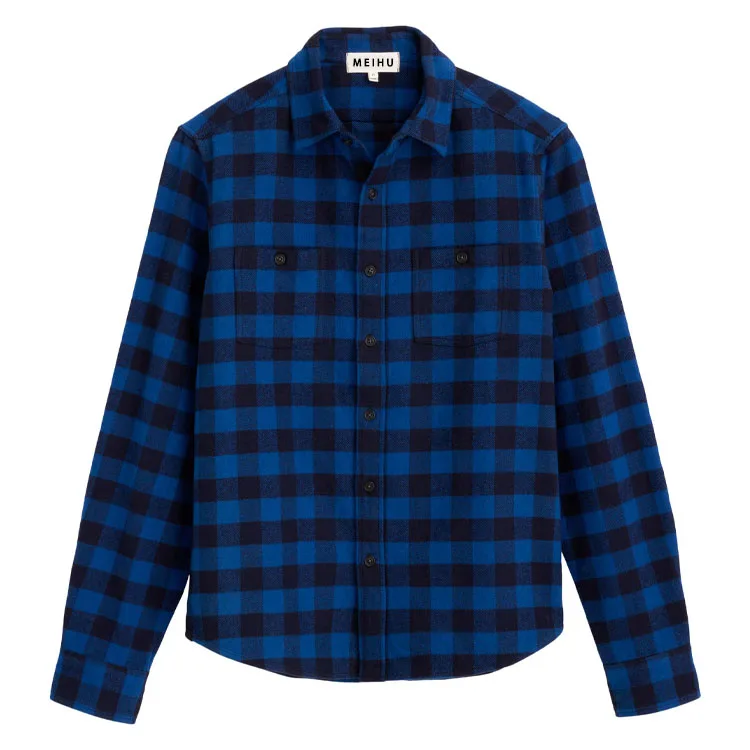2024 100% Cotton New Male Casual Long Sleeve Shirt Warm Man Clothes Plaid Flannel Shirt Men Plus Size