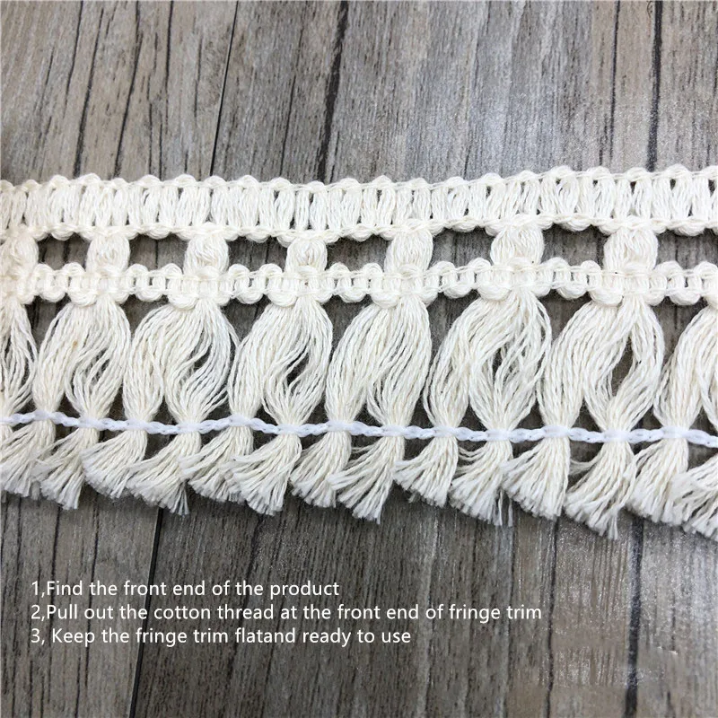 In Stock 4.5 CM White 21S Eco Friendly Cotton Crochet Fringe Trim Tassel Trimming For Sewing Blanket Curtain