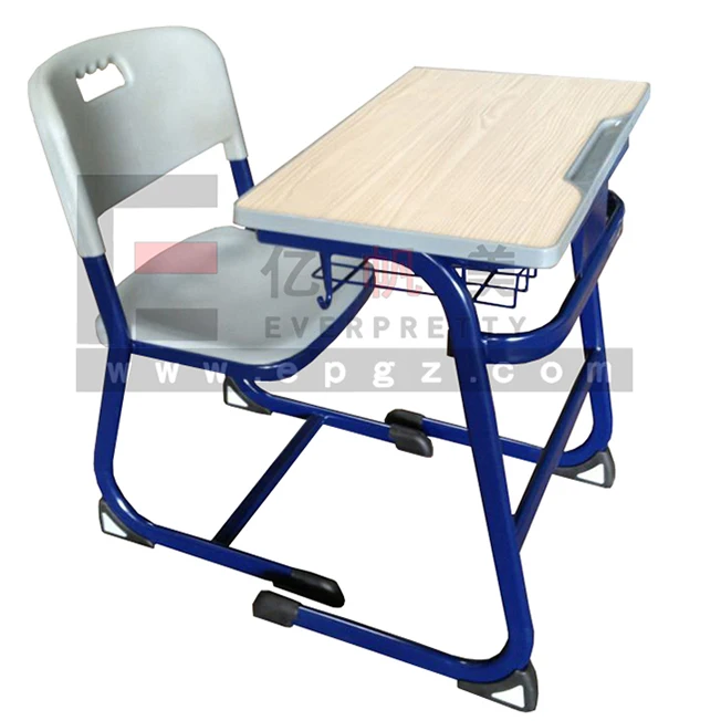 High Quality University College School Furniture Student Desk and Chair for 1-seater with Booknet