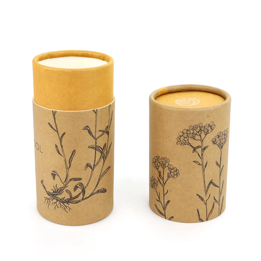 Custom Printed Eco Friendly Gift Perfume Essential Oil Candle Cardboard Cylinder Round Paper Boxes For Soap Bath Bomb Packaging