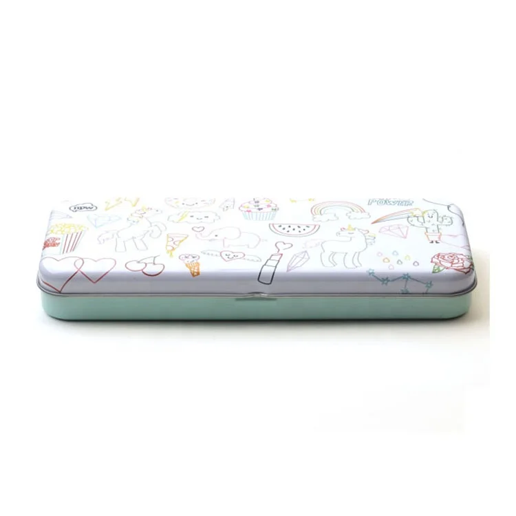Custom Printed Cheap Wholesale Kids Teenagers Cute Stationery Empty Pen Metal Tin Pencil Box