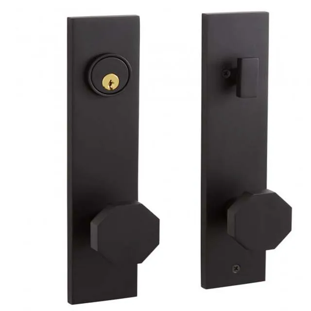 zinc alloy Matte black usa hot sale  Octagon Knob with Modern Rectangular Rose door  locks