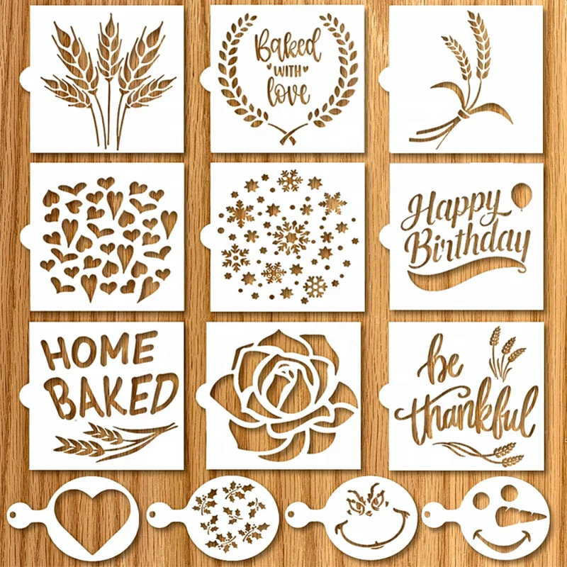 Artisan Bread Stencils | Bread, Cake, Coffe, Pie & Cookie Stencils for Decorating Your Own Unique Design Baking Stencil Set