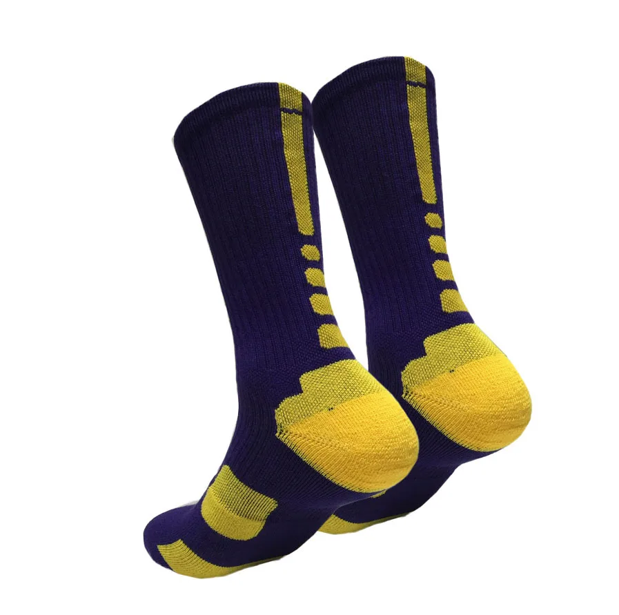 Wholesale custom logo cotton cushioned elite crew sports basketball socks