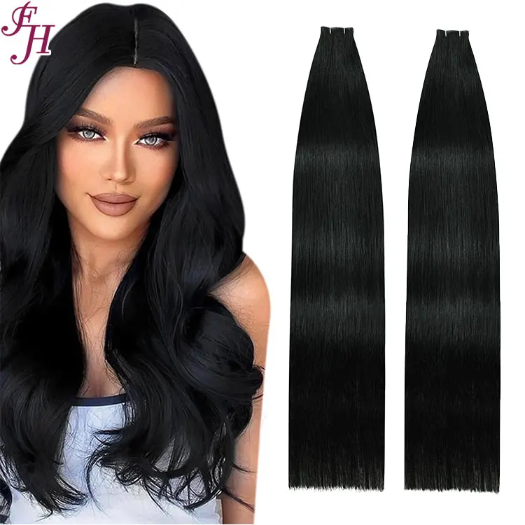 FH Wholesale Injected Virgin Remy Human Tapes Hair Black Jet #1 Invisible Straight Human Hair Tape in Extensions