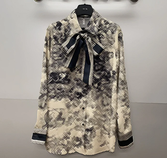 Korea style loose fit shirt blouse new trendy long sleeve lapel tops office white shirts with crystal fashion luxury polo shirts