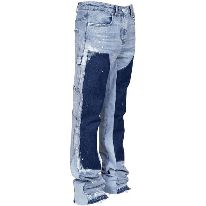 OEM Factory Vintage Slim Fit Ripped Bell Bottom Jeans Flared Pants Men