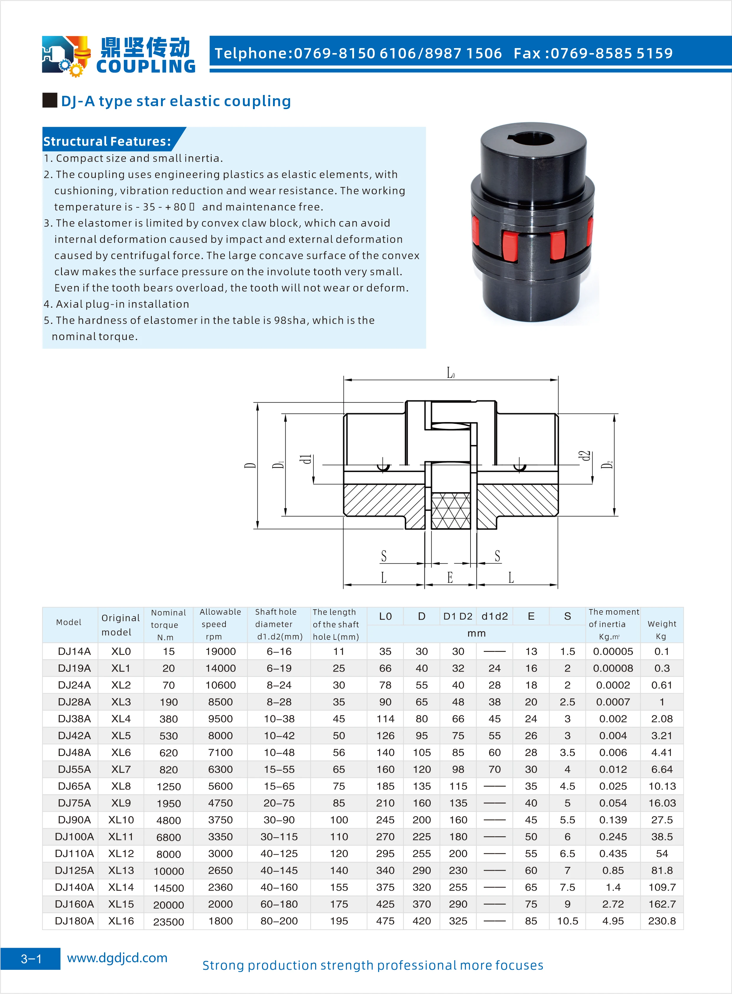 Zero backlash Germany Quality Shaft Flexible Jaw Couplings for DJA  linear stage