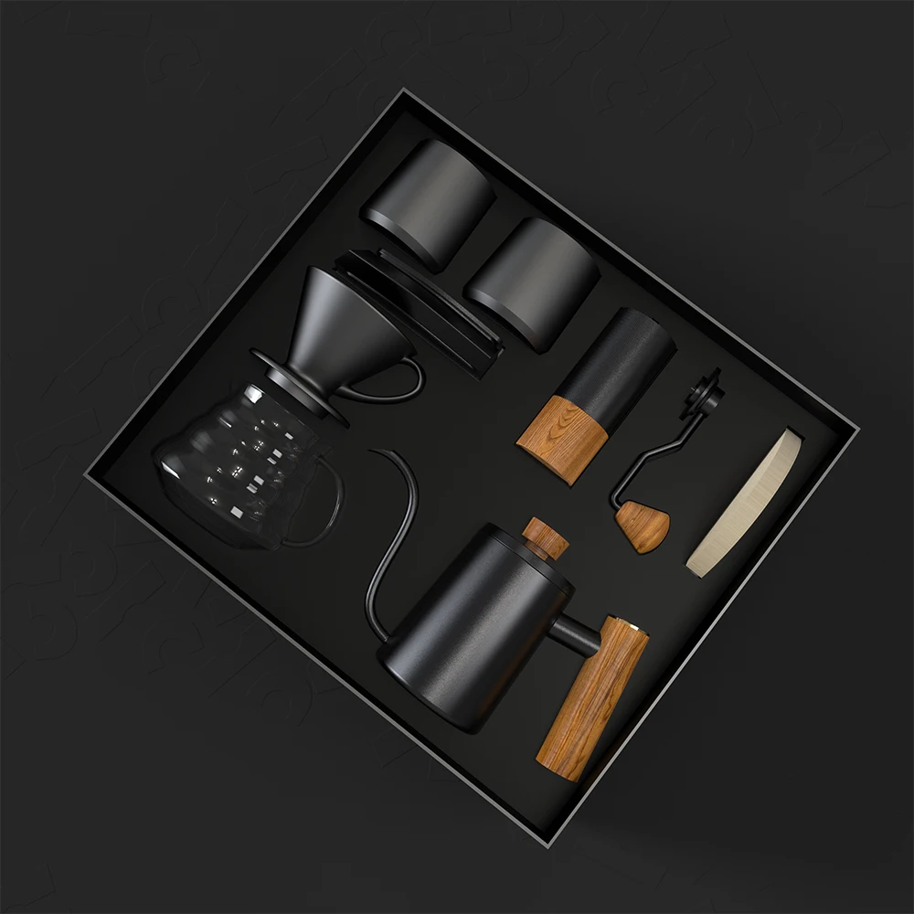 DHPO Pour Over Coffee Travel Bag Set Portable Coffee Maker Set Suitcase with Hand Coffee Grinder