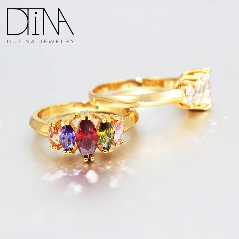 2019 fashion jewelry Dubai latest design gold plated zircon ring