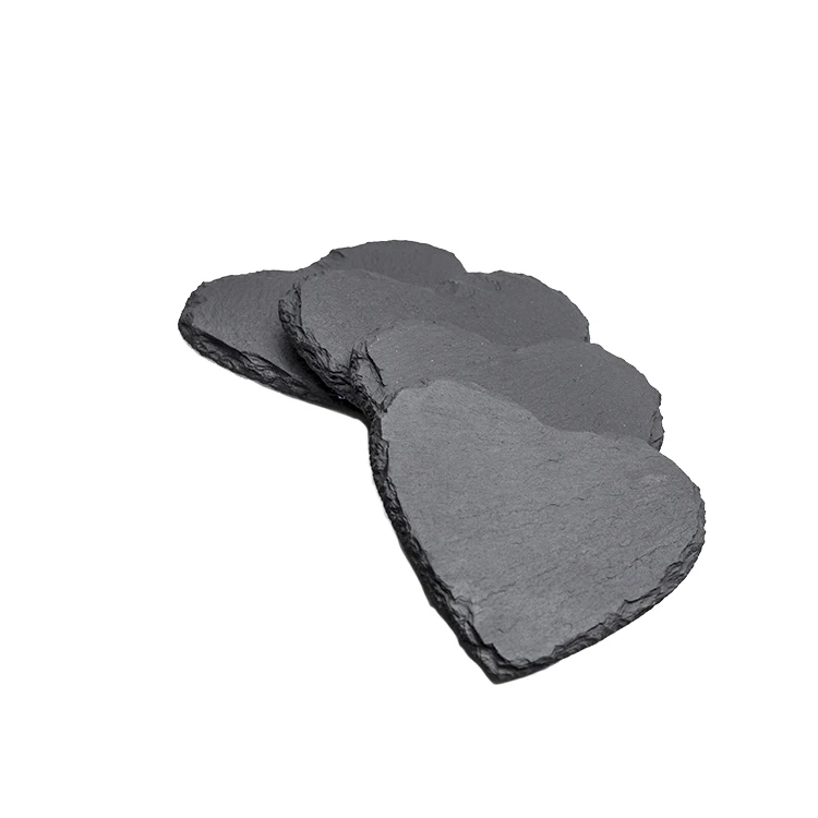 factory direct 10X10cm hot sale wholesale black heart slate stone marble coaster sets of 4