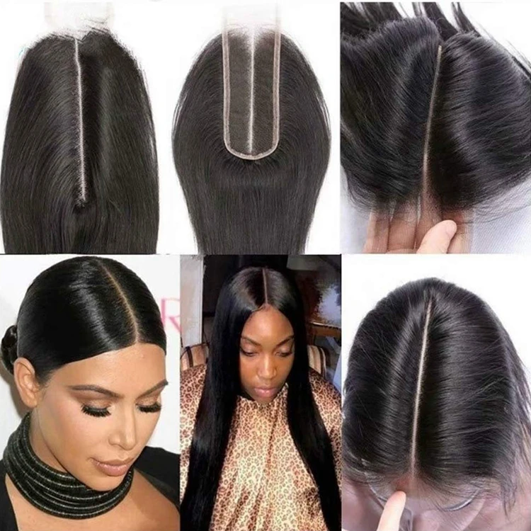  Human Hair Body Wave Brazilian Closure with 2x6 Middle Part Lace Short Weave Unprocessed