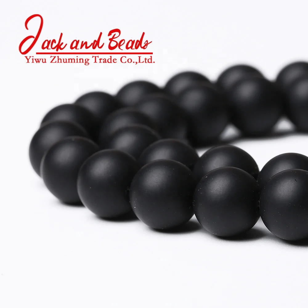 
Natural Stone Dull Polished Black Glass Round Loose Beads 15 Inches For Jewelry Making 