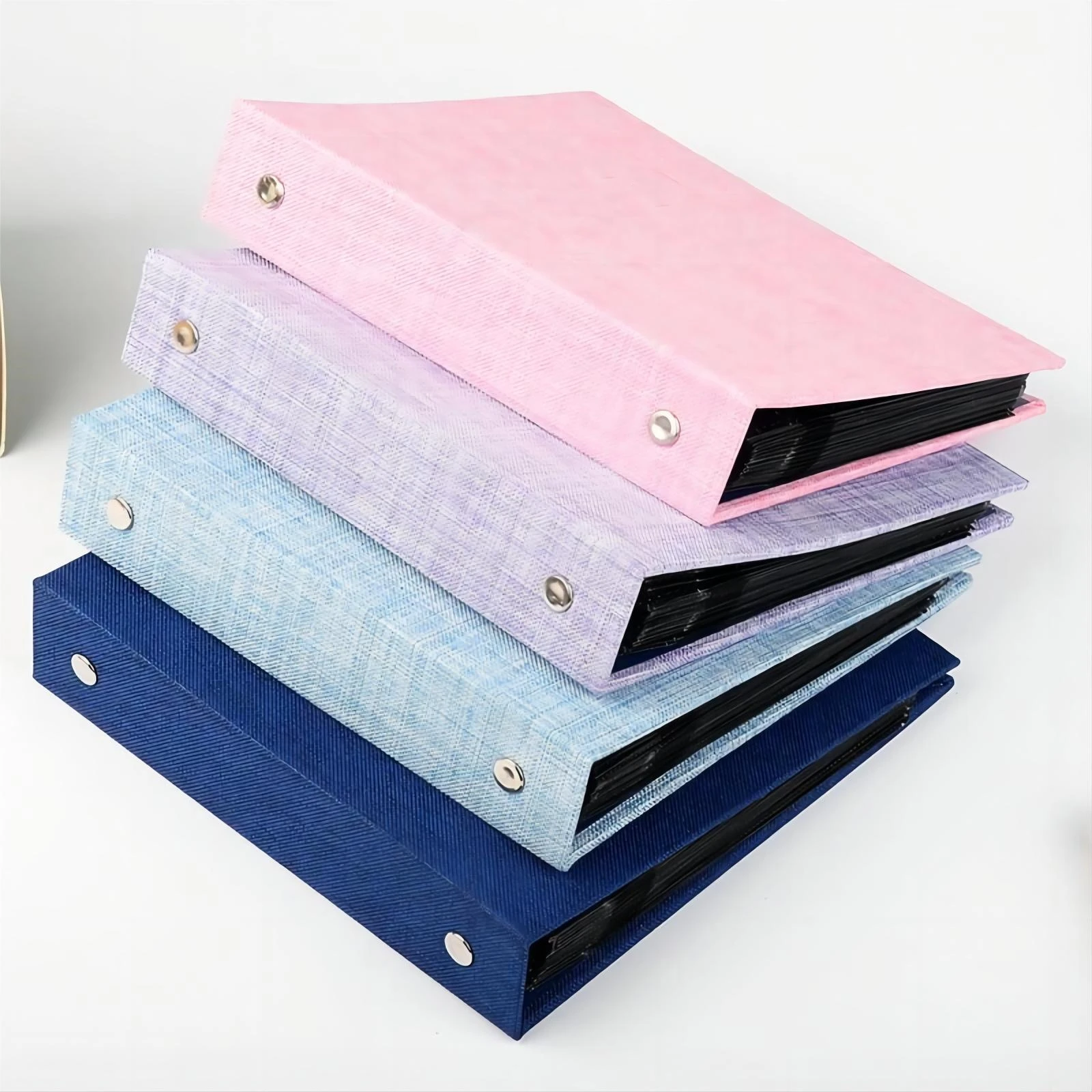 OVO Printing Custom Anniversary Memorial Linen Cover Photos Album Book With Clear Sleeves