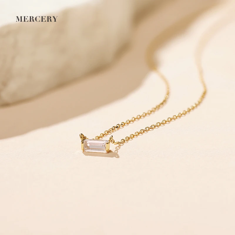 Милые Подвески Mercery Babygirl длинное ожерелье из твердого золота 14 к с белыми бриллиантами Женское Ожерелье