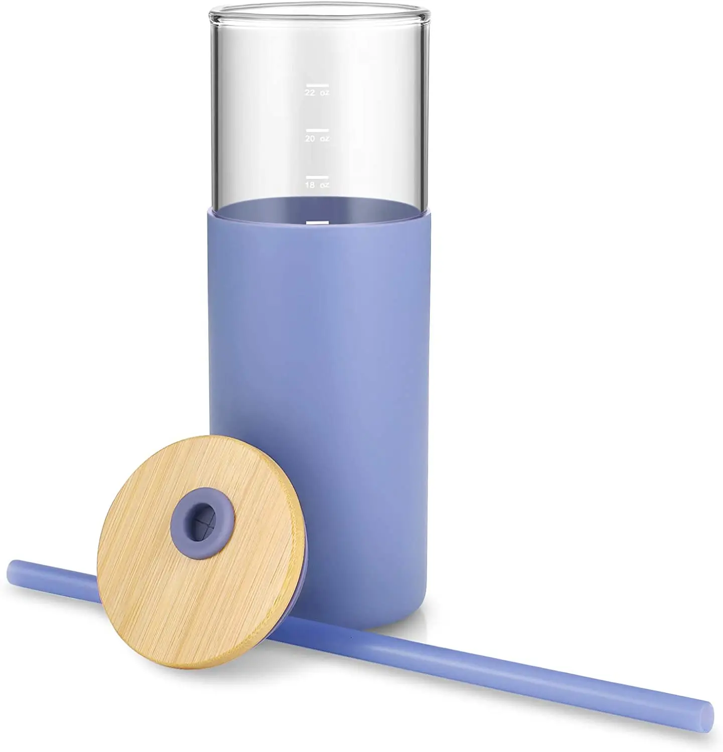 Glass Tumbler Glass Water Bottle Straw Silicone Protective Sleeve Bamboo Lid BPA Free Baby Silicone Sippy Cups with Straw