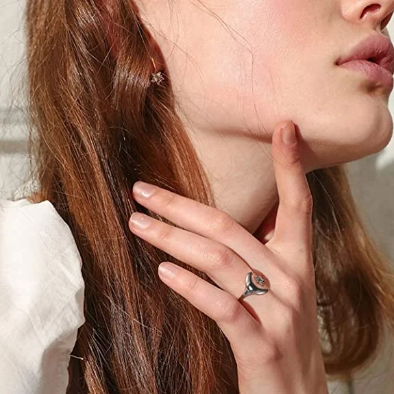 Custom Stainless steel Rings Minimalist Teardrop High Polish, Fast Color, Comfortable Fit Opening Adjustable Ring for women