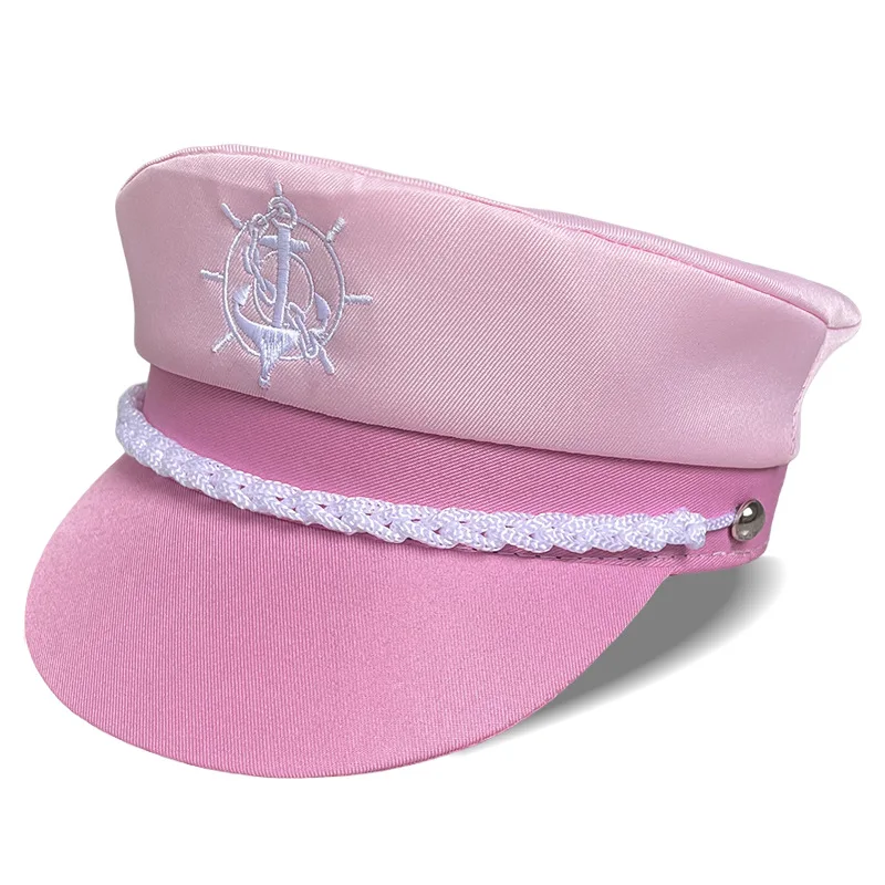 New Fashion High Quality  Pink Yacht Hat Wholesale Sailor Elastic Custom Captain Hat