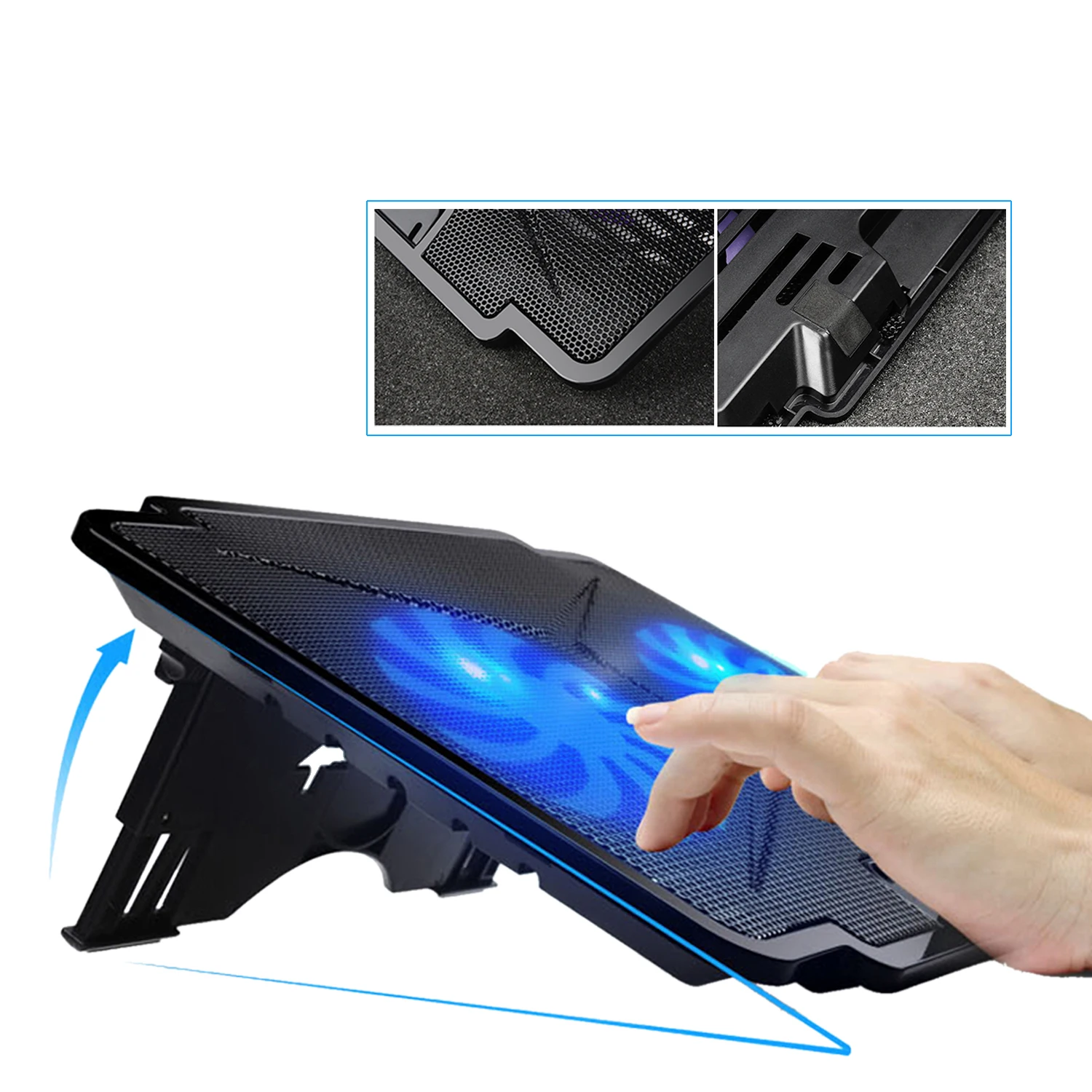 
Ultra Slim Portable 10-15.6 Laptop Cooler Cooling Pads 2 Quiet Big Fans with USB ports 
