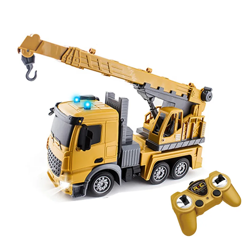 2021 Kids RC Car Toy 2.4G RC 1:24 Remote Control Crane Construction Engineering Truck 6CH RC Crane Truck for Christmas Gift