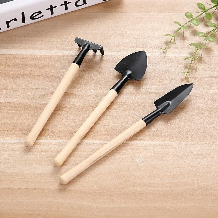 wooden handle garden Loosening soil planting tool mini stainless steel 3pcs/set pot flower shovel Succulent Seedlings PotDigging