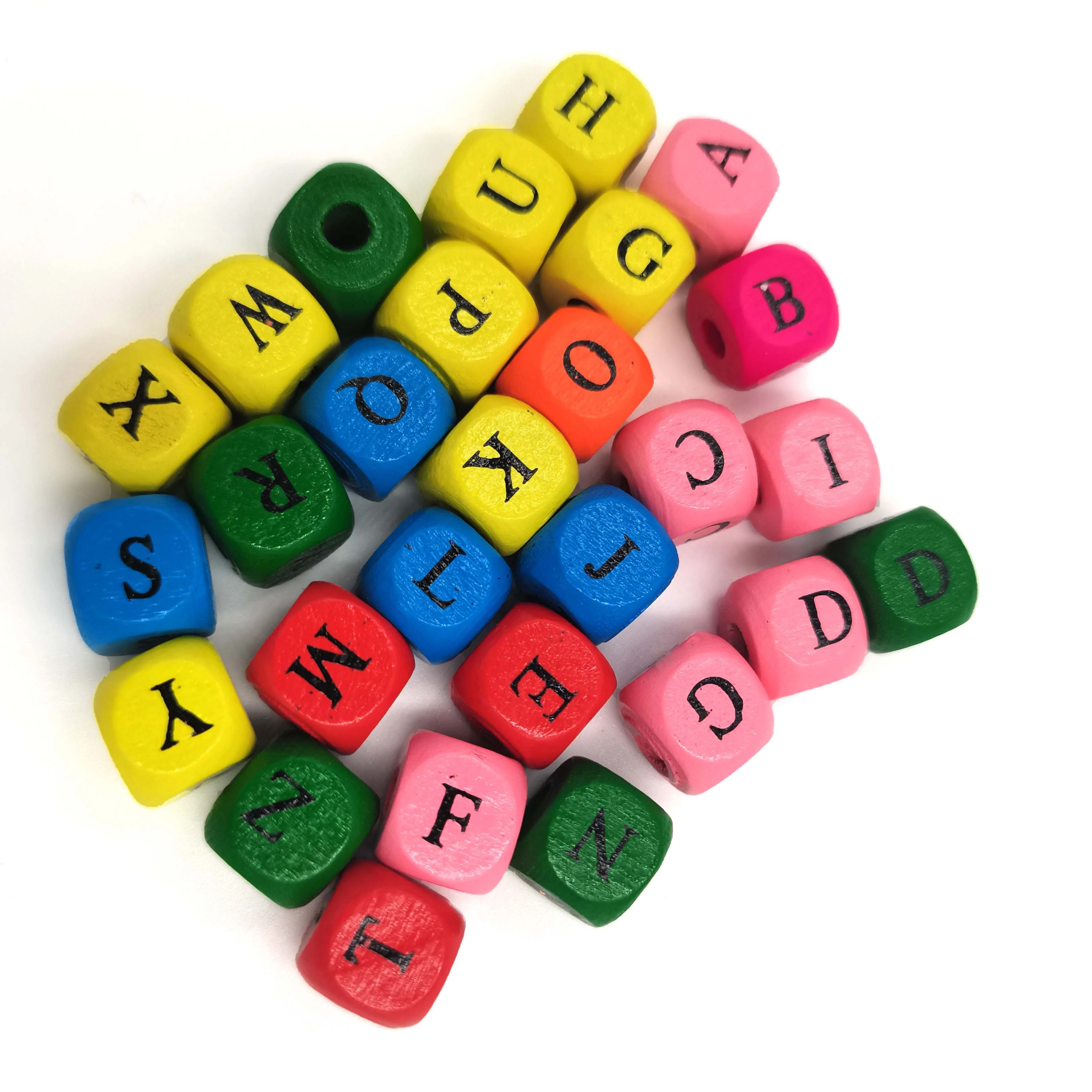 100pcs English alphabet letters colorful wood craft material for Christmas pendant