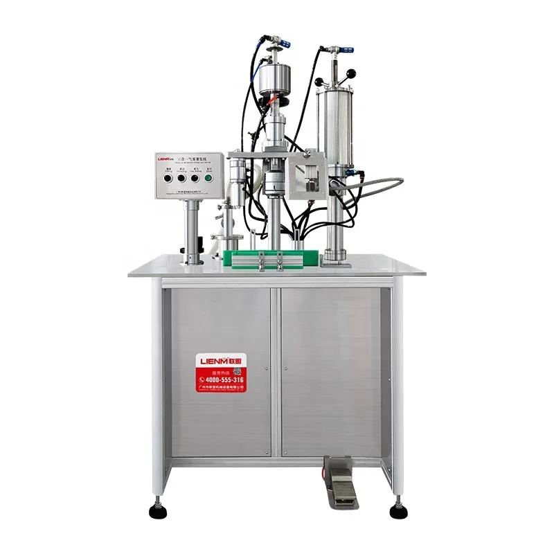 Professional 3 In 1 Aerosol Equipment Semi-automatic Filling Sealing and Inflation Machine For Aerosol Spray Cans