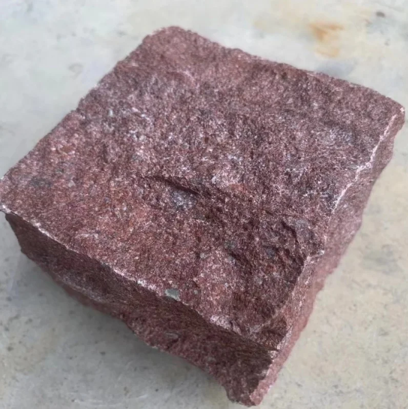 Chinese factory direct sale brown grey purple red dark black porphyry granite cobble stone garden driveways paving stone