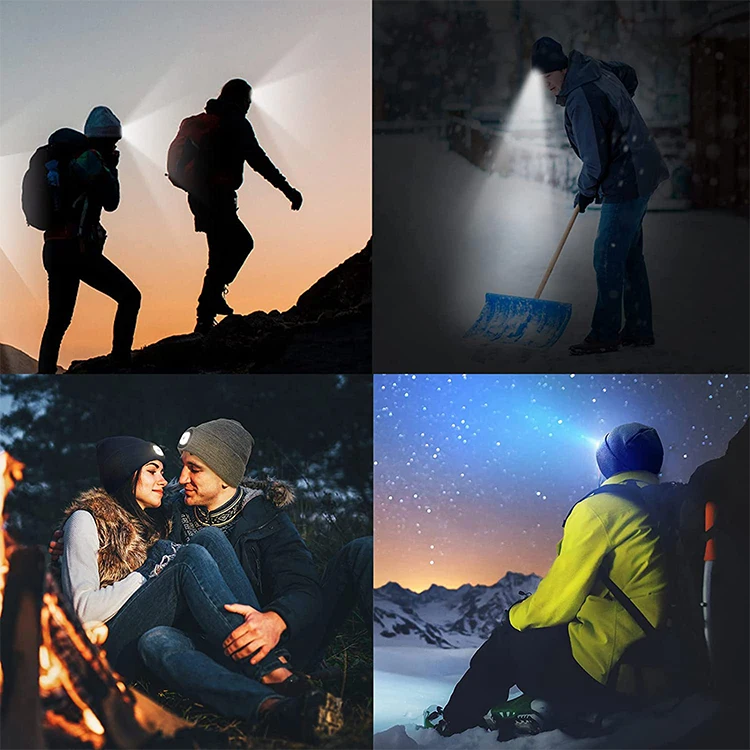 USB Rechargeable Light for LED Knit Beanie Hat Replaceable Headlamp