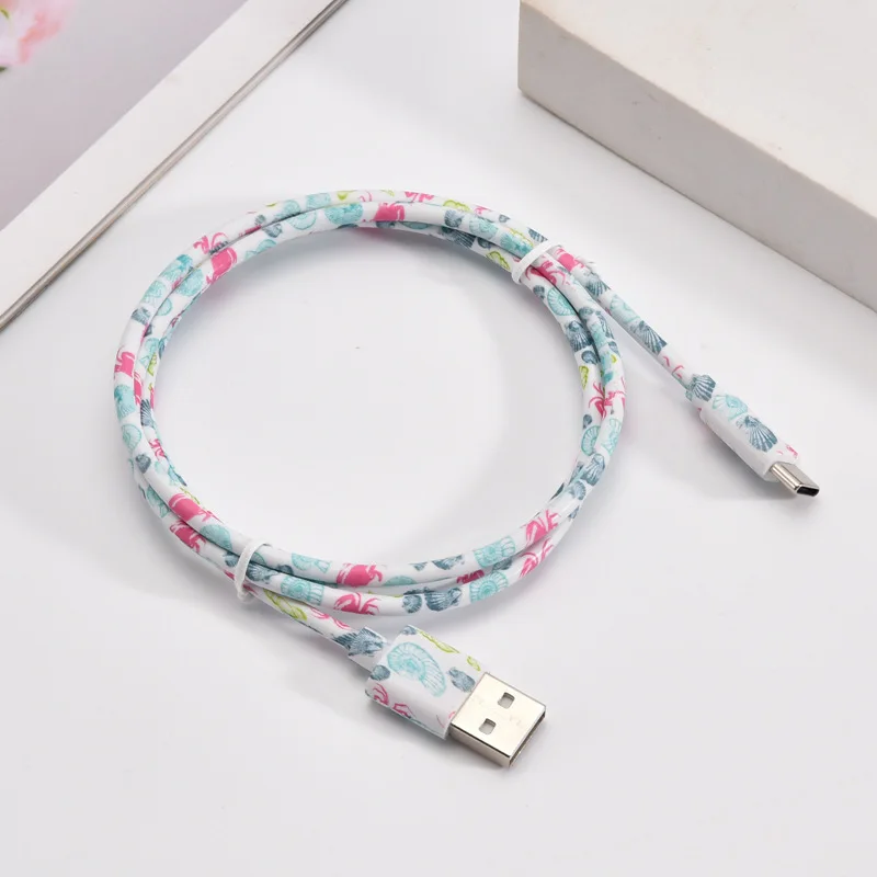 FRS Pu Material Printing Cable 1m 5v 2.1a Phone Usb Charger Cable Quick Charger Commonly Used Accessories & Parts