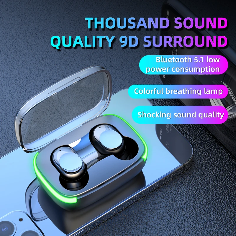 Y60 Tws Mini Fone Noise Cancelling Earbuds Colorful Breathing Lamp Gaming Wireless Earphones