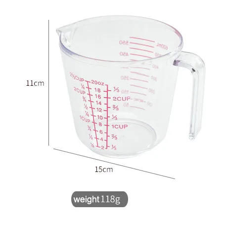 150/300/600/1000ml Measuring Cup with Scale Handle Plastic Tip Mouth Jug Cup Transparent Pour Spout Mixing Cup