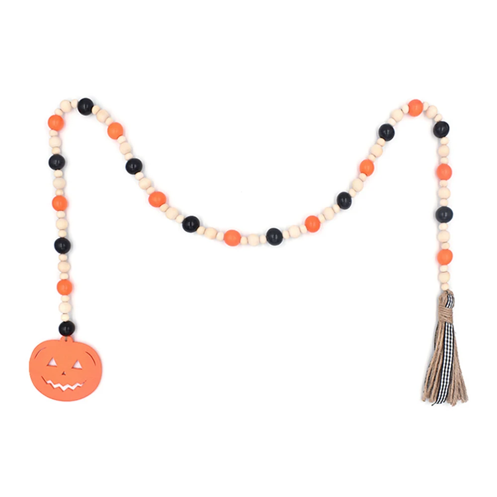 Деревянные бусины, украшения для Хэллоуина, деревянные бусины, гирлянда для Хэллоуина, праздничное украшение