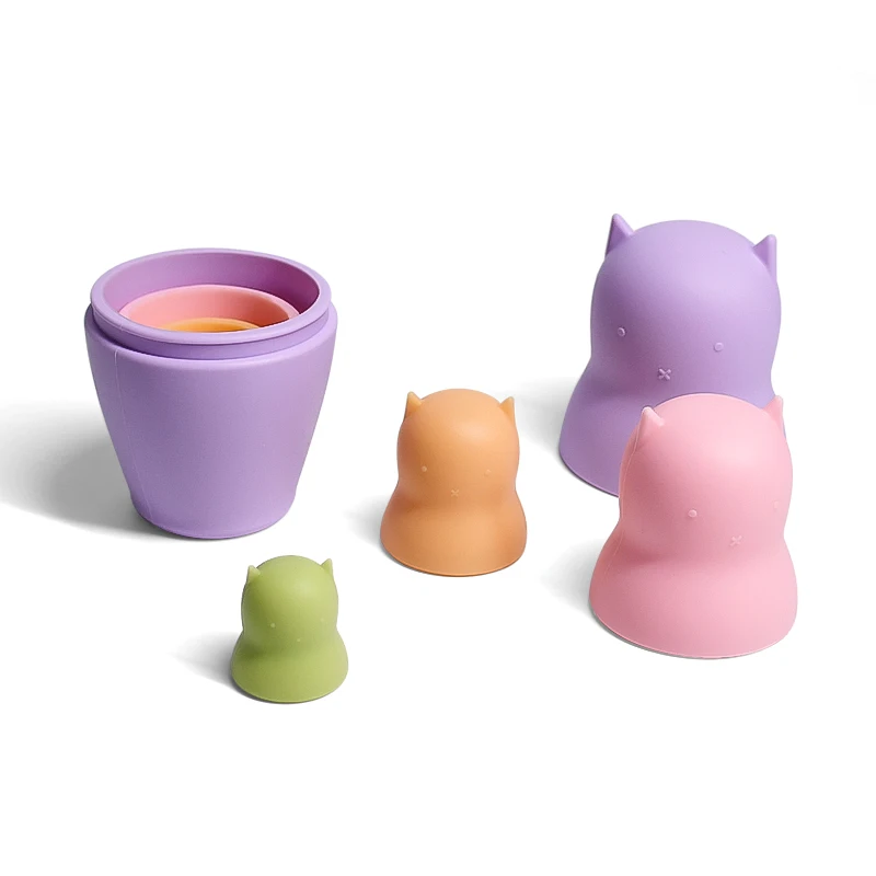 Legenday Cartoon Style Baby Kids Children Silicone Stacking Toy Russian Educational Baby Kids Matryoshka Nesting Dolls Toy