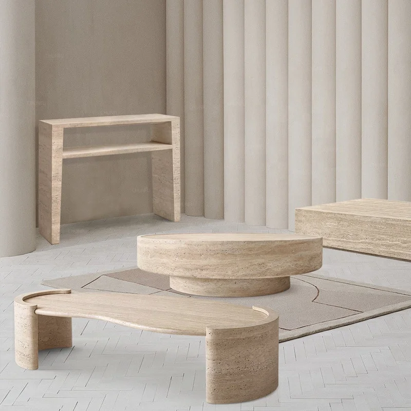 Restaurant furniture simplicity living room furniture limestone travertine marble dining table