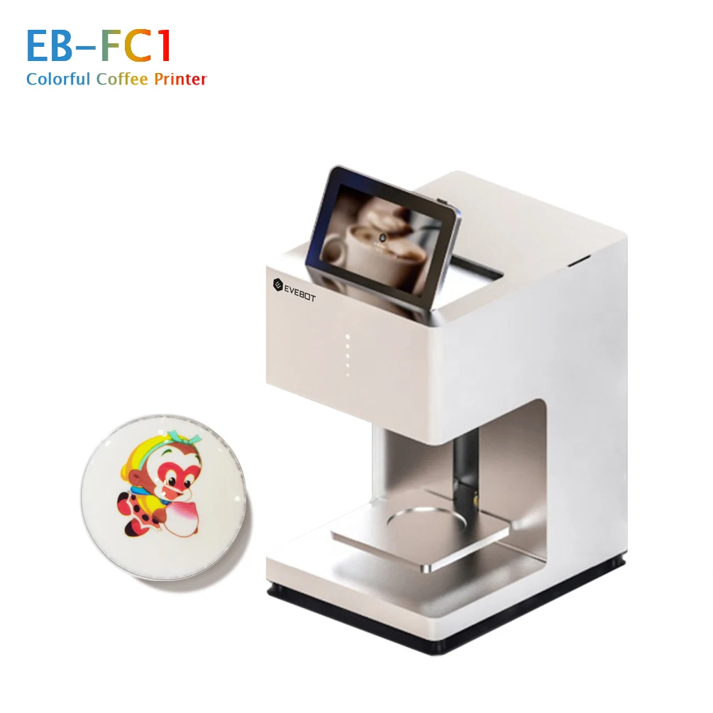 EVEBOT EB-FC1 color edible inkjet art coffee printer, connected to WIFI selfie cappuccino and latte
