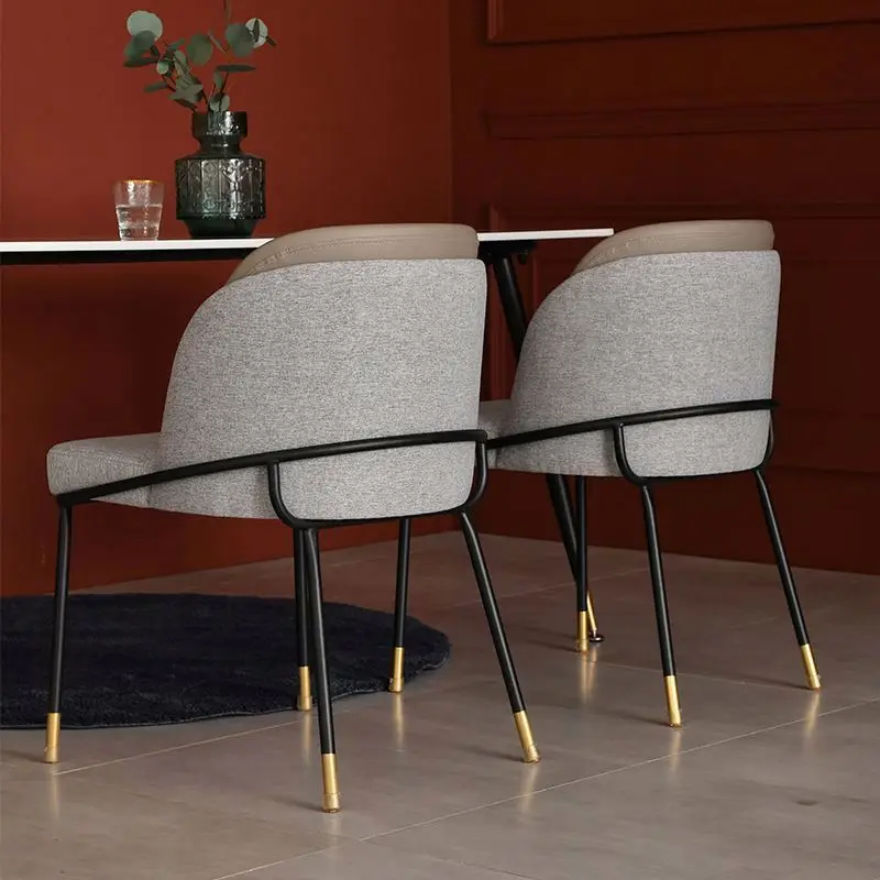 
Nordic light luxury chair family dining room simple modern casual metal chair dining 