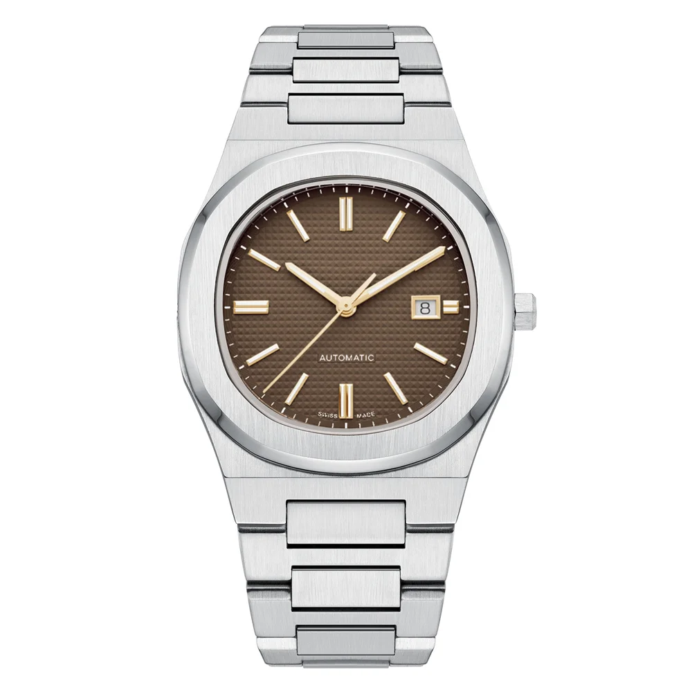 Wholesale Luminous Hands 5atm Waterproof Checkered Pattern Relojes Para Hombre De Cuarzo Square Dial Silver Wrist Watch For Men