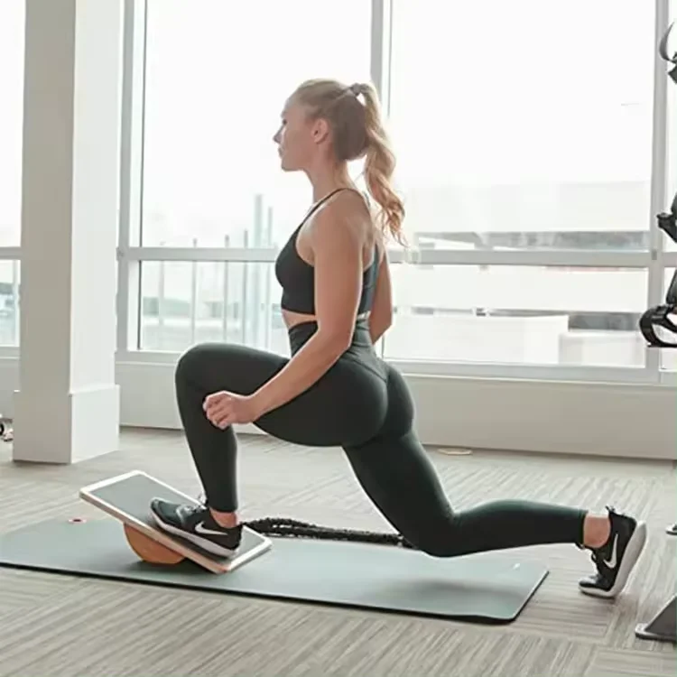 Slant Board and Calf Stretcher Plank Board Exercise and Resistance Band Rocker Wooden Balance Board for Pilates