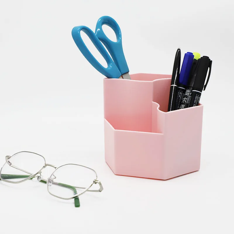 Cheap Student Office Plastic 3 Slots Desk Pen Holder Organizers