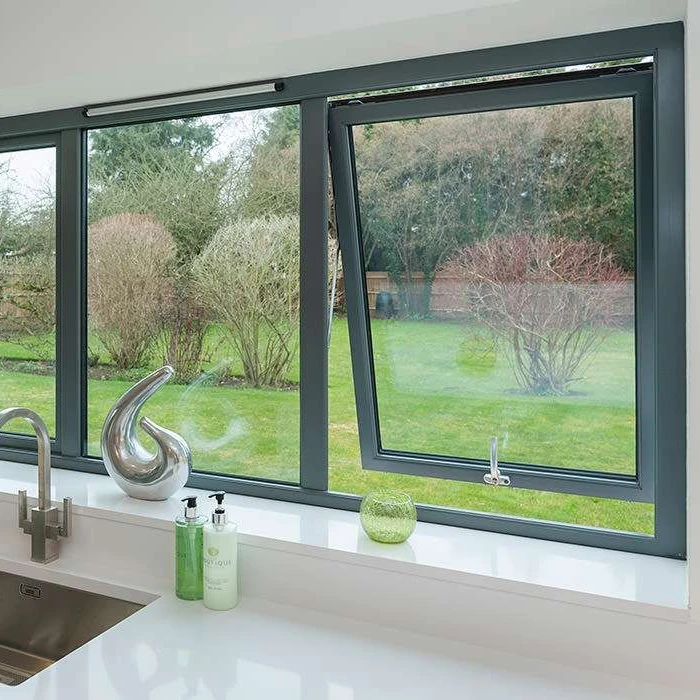 Australian Standard AS2207 Window Matt Black Aluminum double tempered Awning Window with Doric Winder Chain Lock